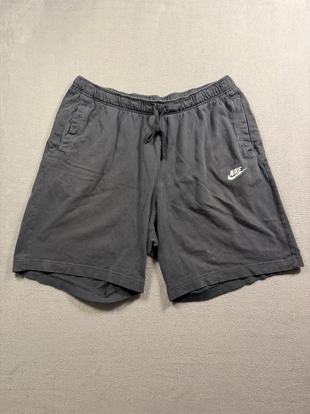 Nike Mens Black Club Fleece Sweat Shorts XL Elastic Drawstring Athletic Casual
